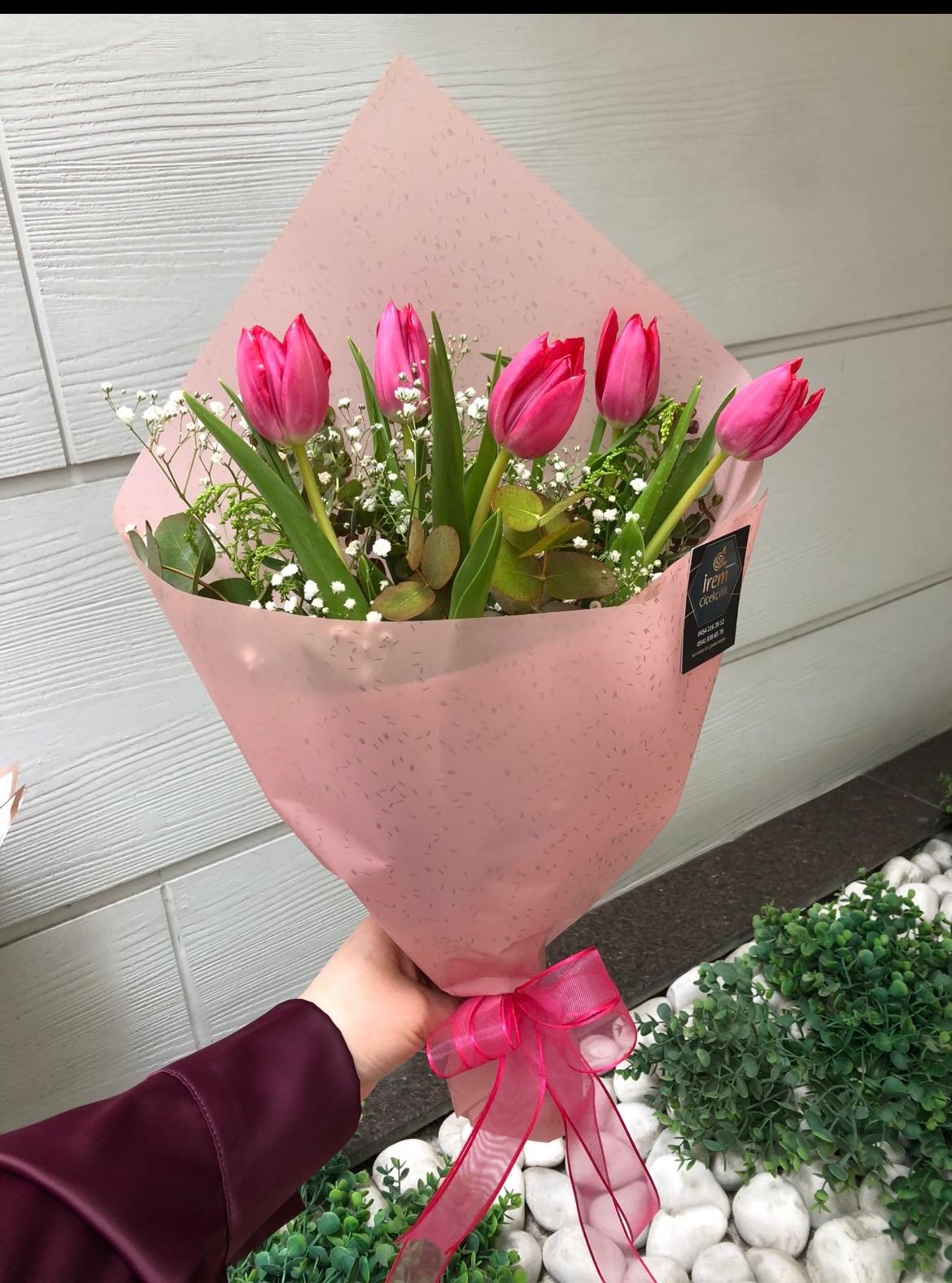 5'li Pembe Lale Buketi